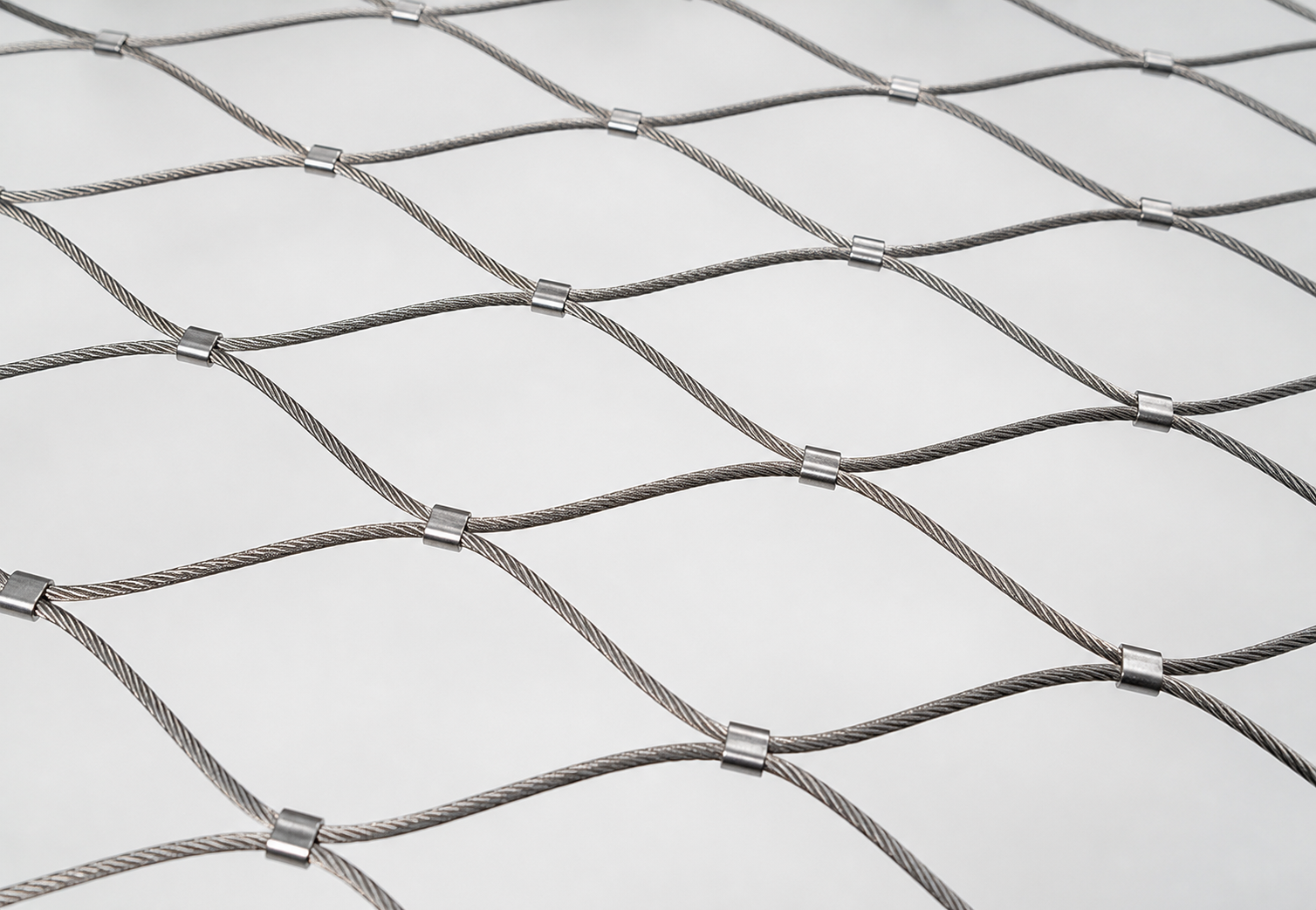 Close view of flexible stainless steel ferrule cable mesh