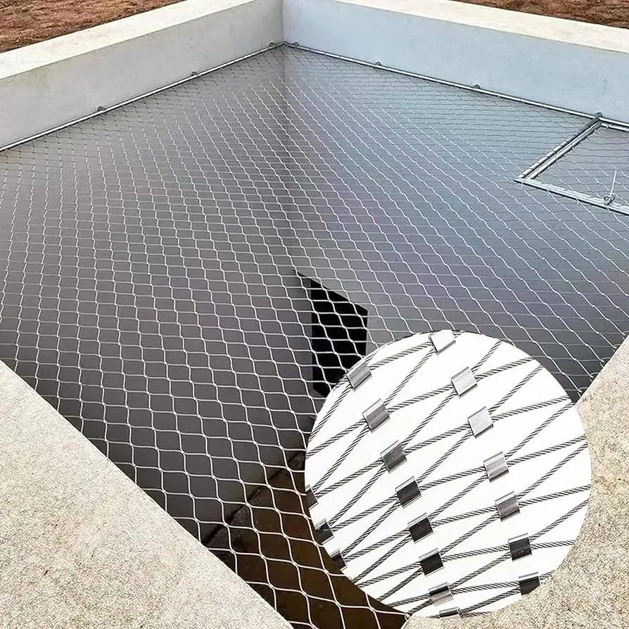 Installed stainless steel cable mesh safety enclosure