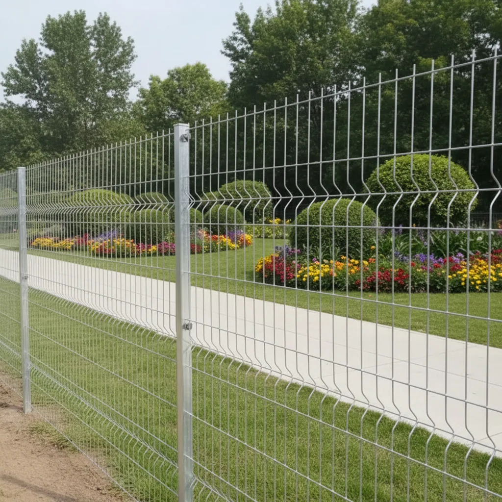 Welded wire mesh perimeter fence installation