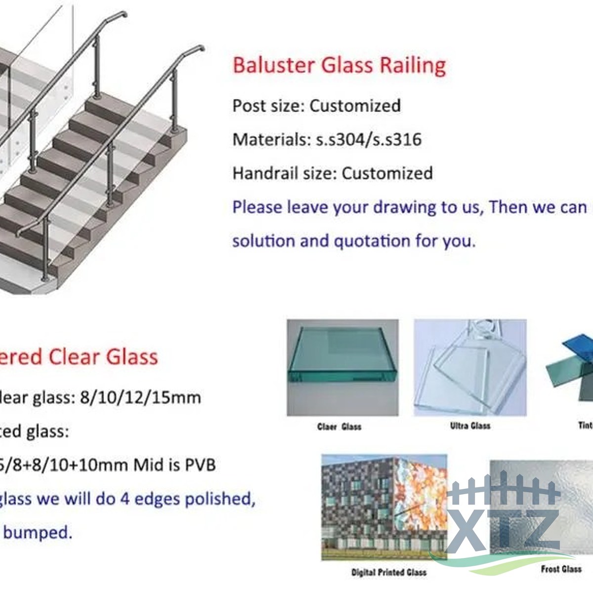 Stainless Steel Glass Railing - specification view 05